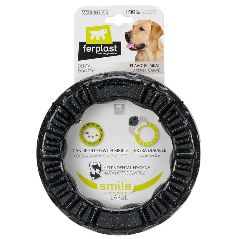 Ferplast Smile chewing ring, black Size XS: Ø 8.5 x H 1.7 cm