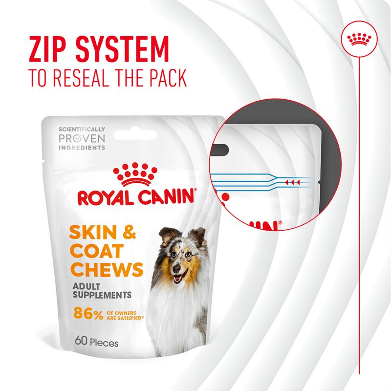 Royal Canin Skin & Coat Adult Supplement Chews 240g (60 pieces)