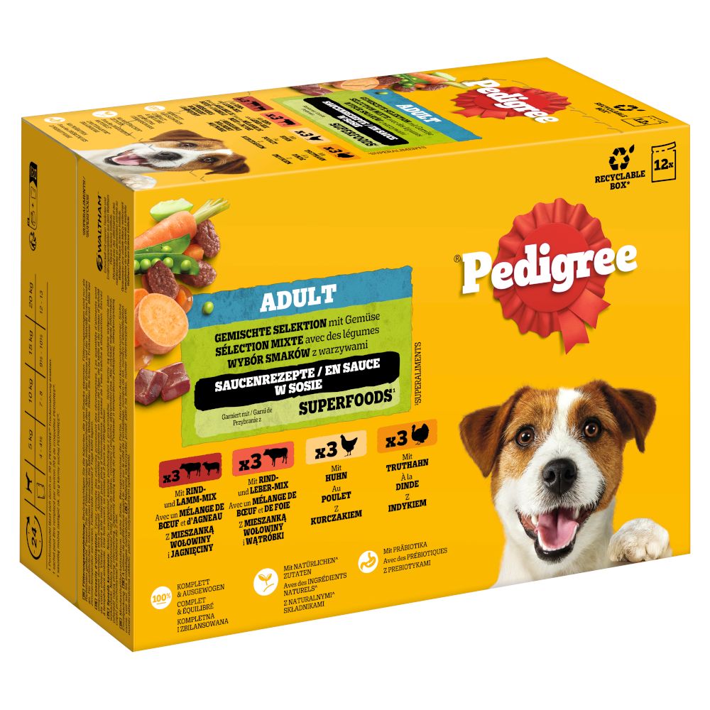 Pedigree Pouch in Gravy Multipack Mixed Selection (4 Varieties): 12 x 100g