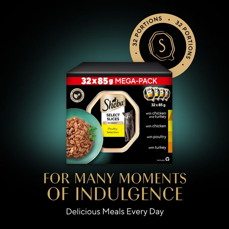 Sheba Varieties Multipack Saver Pack 32 x 85g Poultry Collection Select Slices in Gravy