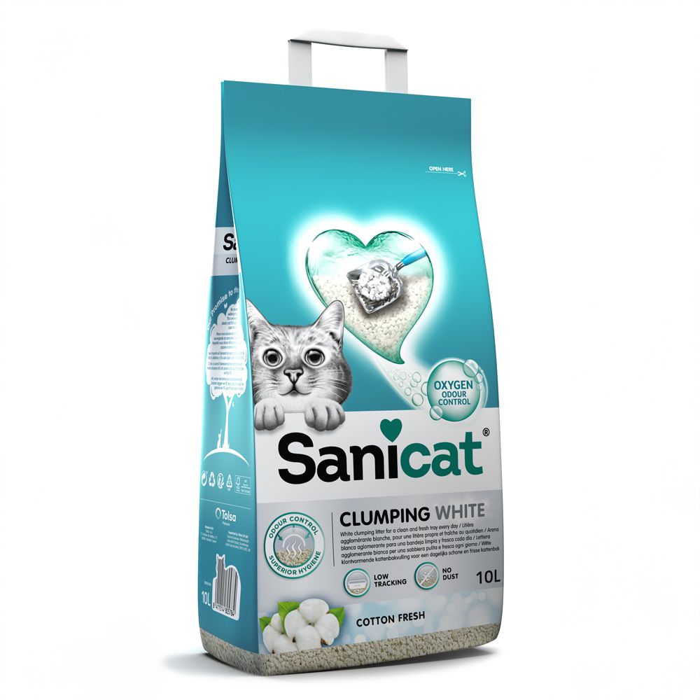 Sanicat Cotton Fresh Clumping White Cat Litter 10l