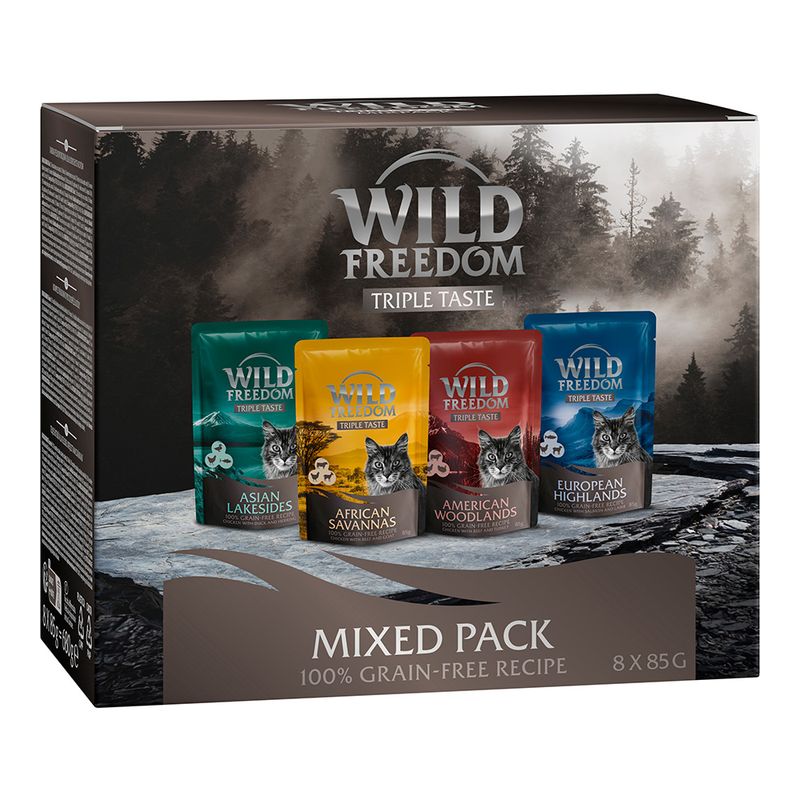 Wild Freedom Triple Taste Pouches 8 x 85g European Highlands (Chicken, Salmon & Lamb)