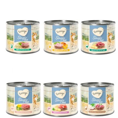 Feringa Single Meat Menu Mixed Trial Pack 6 x 200g Mix I (6 Varieties ): Chicken, Rabbit, Lamb, Veal, Duck, Salmon