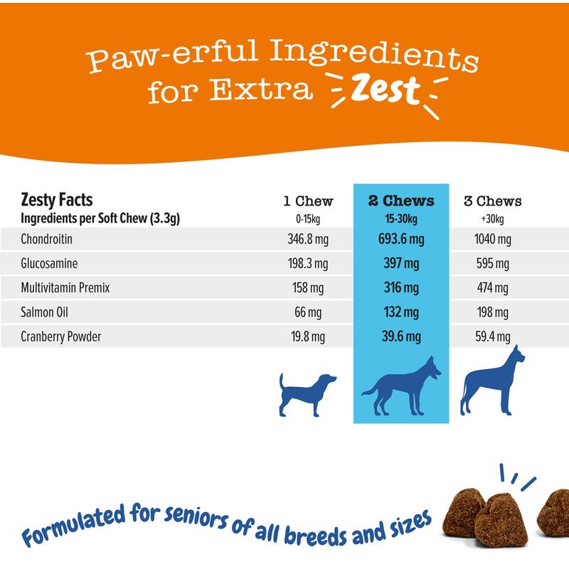 Zesty Paws Senior Advanced 9-in-1 Chews Multifunctional - Turkey 50 Chews