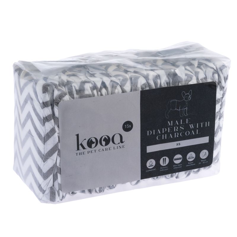 kooa Male Nappies with Charcoal Extra Small (15 Nappies)
