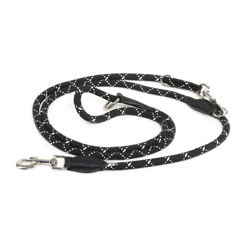 JULIUS-K9 IDC® Adjustable Rope Lead Black: 220cm Length, diameter 12mm