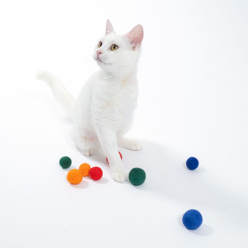 zooplus Basics Felt Balls Cat Toy Set Set of 8 (4 x diameter 4cm, 4 x diameter 3cm)