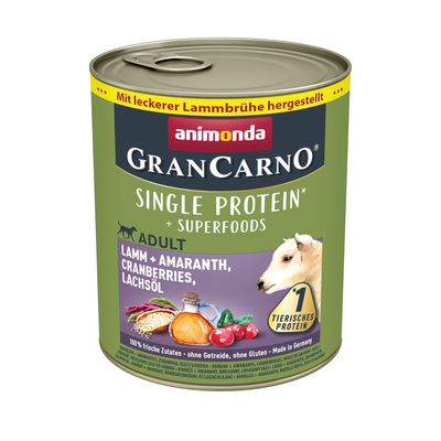 animonda GranCarno Superfoods Adult 6 x 800g Lamb, Amaranth, Cranberries & Salmon Oil