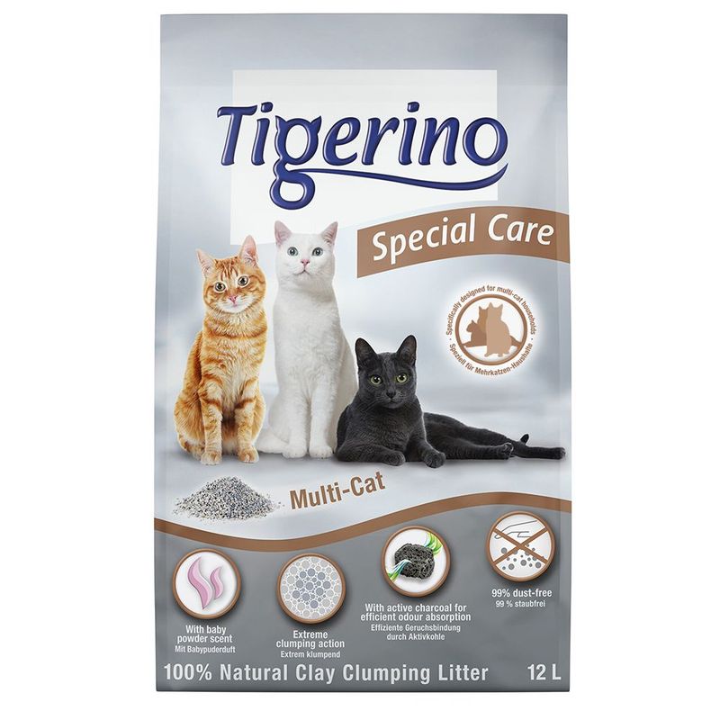 Tigerino Performance Multi-Cat Litter – Baby Powder Scent 12l