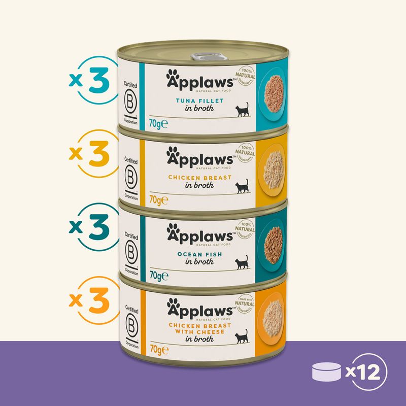 Applaws Cat Food 70g - Chicken in Broth Mixed Pack: Mixed Selection in Broth 12 x 70g