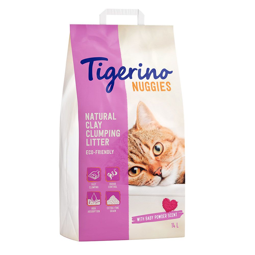 Tigerino Nuggies Cat Litter – Baby Powder Scent 14l
