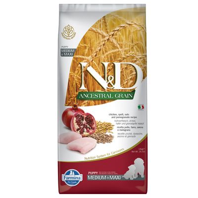 Farmina N&D Ancestral Grain Puppy Medium & Maxi with Chicken & Pomegranate 12kg