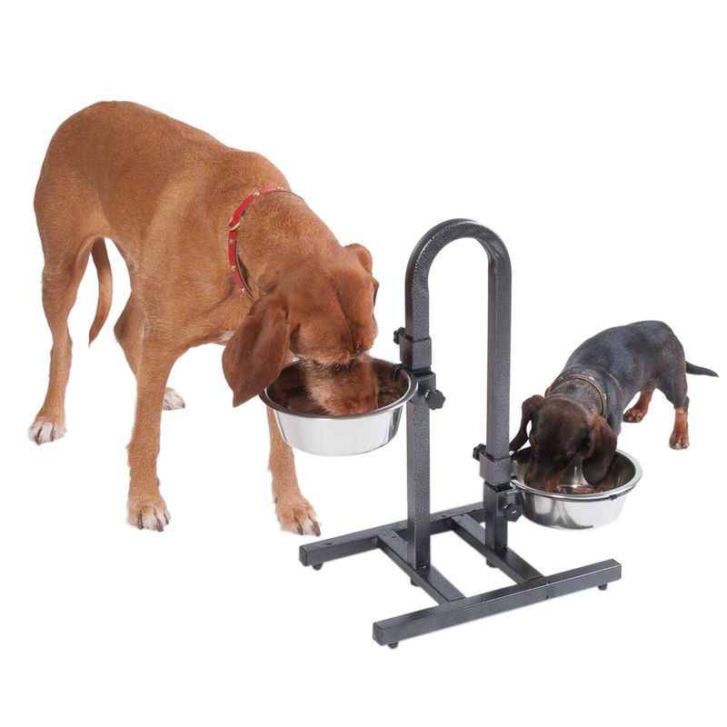 U-Shaped Dog Bowl Stand with Stainless Steel Bowls 2 x 1.6 litre