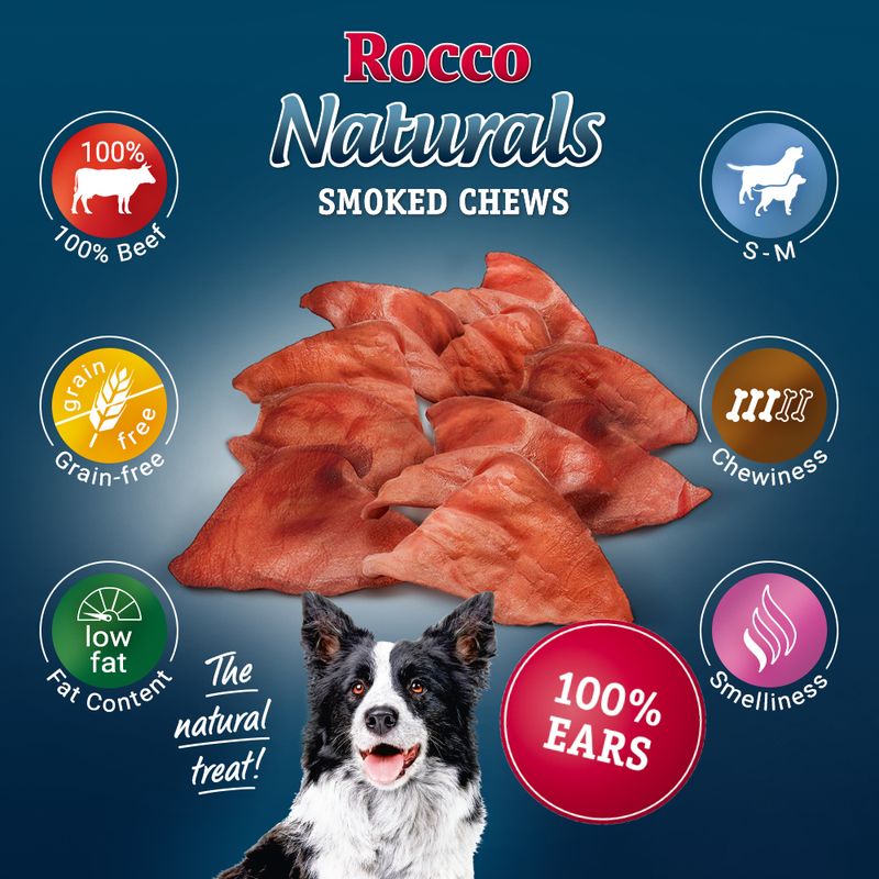 Rocco Smoked Cows' Ear 100 Chews