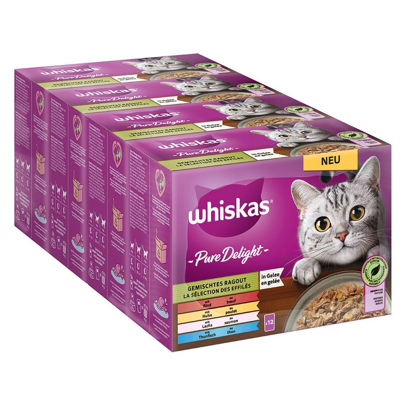 Whiskas Pure Delight Pouches 48 x 85g Mixed Stew in Jelly