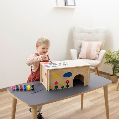 Kerbl Pet Rodent House to Paint 50 x 29 x 24cm (L x W x H), incl. 6 colours and brushes