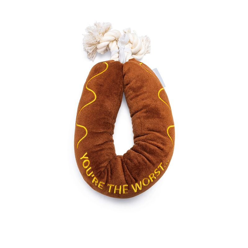 Beeztees BBQ Sausage Dog Toy with Rope approx. 7 x 60cm (diameter x L)