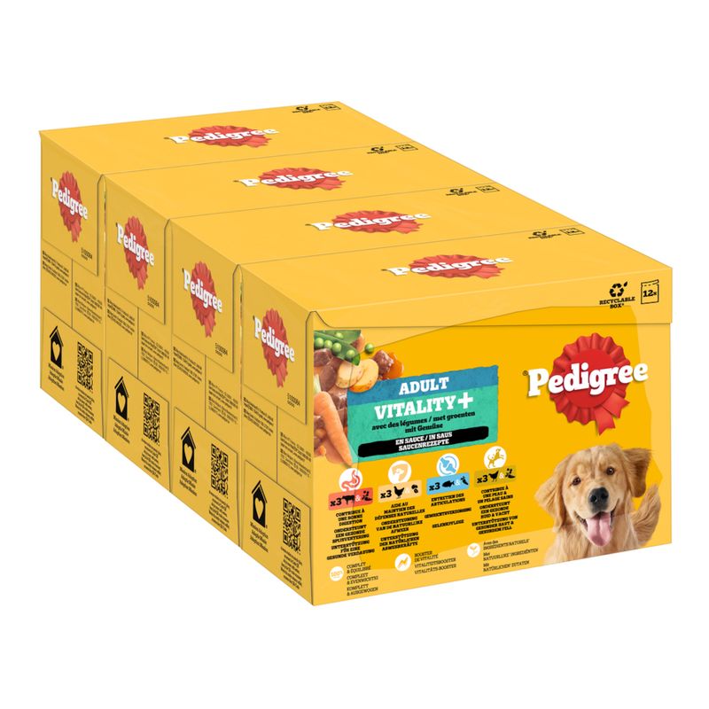 Pedigree Adult Pouch Vitality+ in Sauce 12 x 85g (4 Varieties)