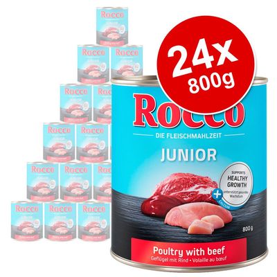 Rocco Junior Saver Pack 24 x 800g Turkey with Veal Hearts & Rice