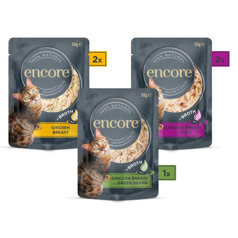 Encore Cat Pouch in Broth Saver Pack 20 x 50g Chicken Selection (3 Varieties)