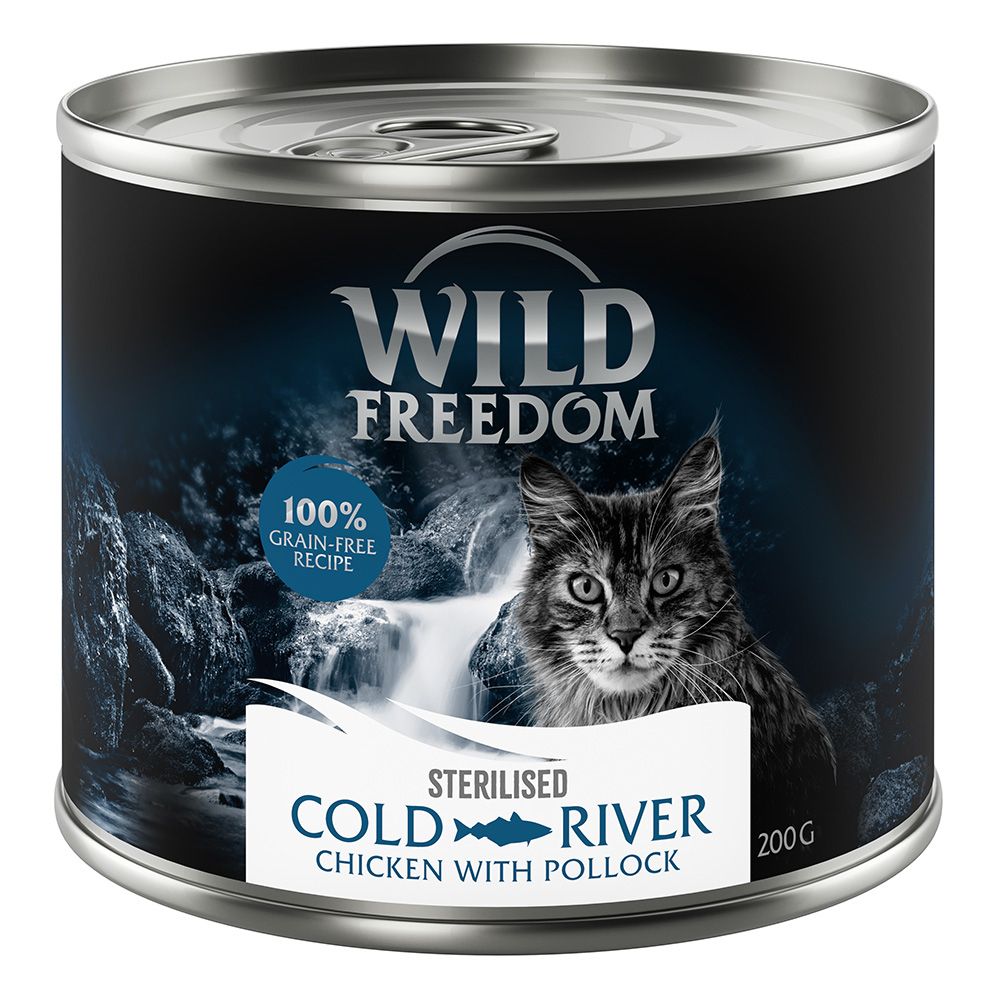 Wild Freedom Adult Sterilised 6 x 200g - Grain-Free Mixed Pack (2x Chicken, 2x Pollock, 1x Rabbit, 1x Duck)