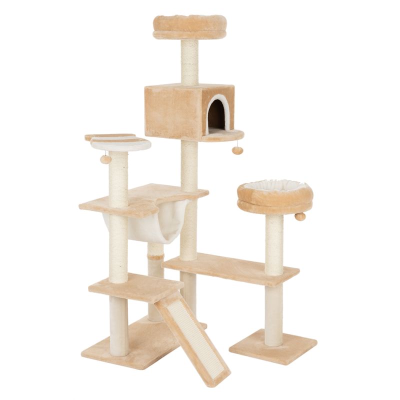 Gingerbread House Cat Tree with Ladder Beige