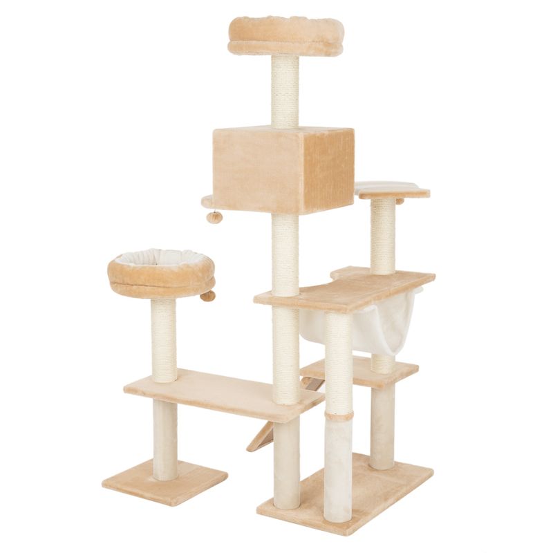 Gingerbread House Cat Tree with Ladder Beige