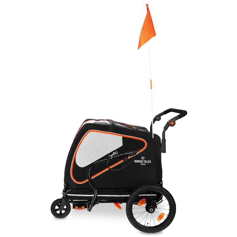 Nomad Tales Spirit Bike Trailer - Ebony/Tangerine 145 x 72 x 102 cm (L x W x H), up to 45kg
