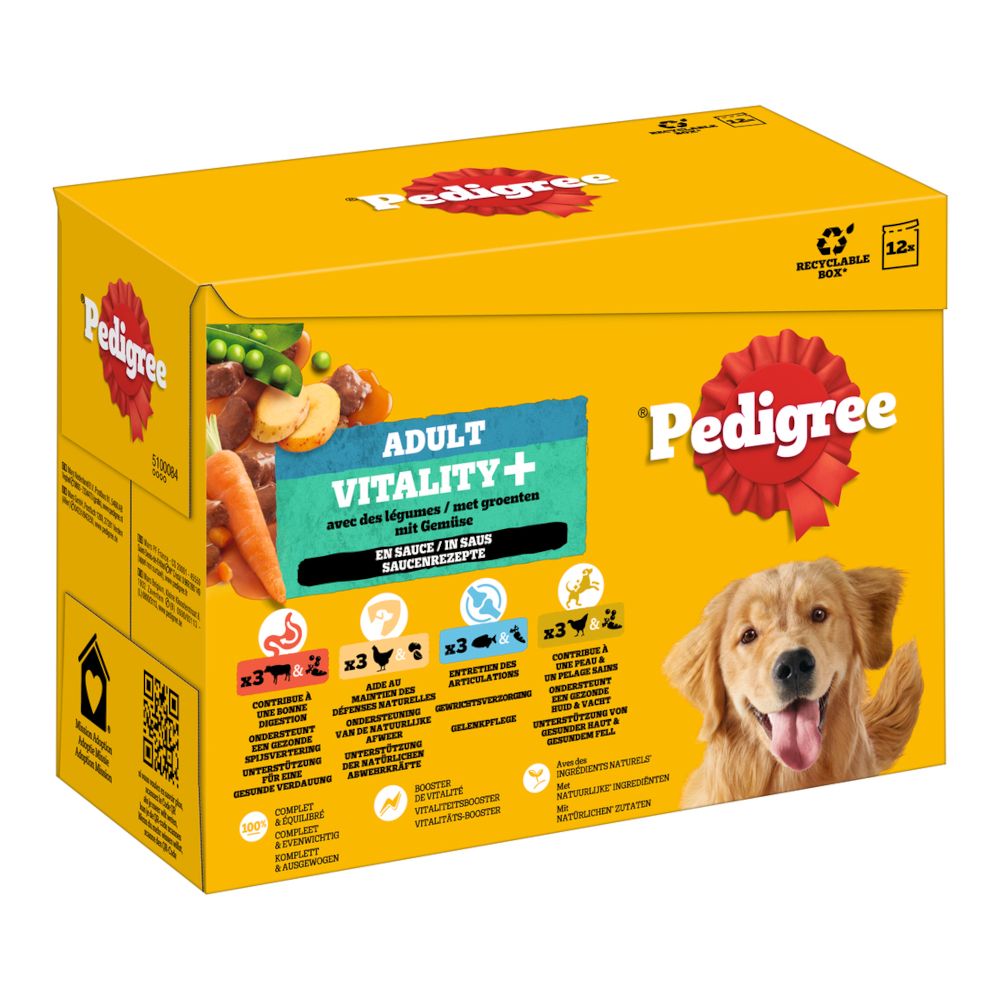 Pedigree Adult Pouch Vitality+ in Sauce 12 x 85g (4 Varieties)