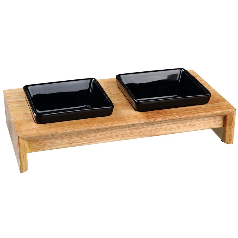 Trixie Ceramic & Wood Feeding Bowl Set 2 x 0.2 litre