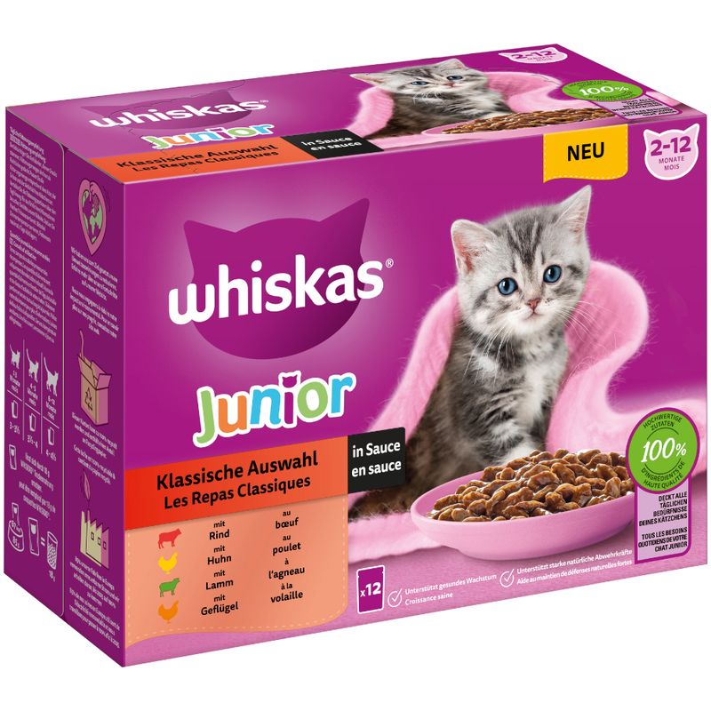 Whiskas Junior Pouches 12 x 85g Meat Selection in Gravy