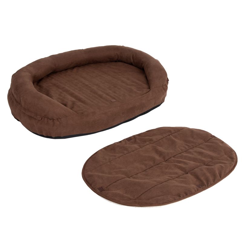 Oval Memory Foam Dog Bed - Brown 100 x 65 x 24 cm (L x W x H)