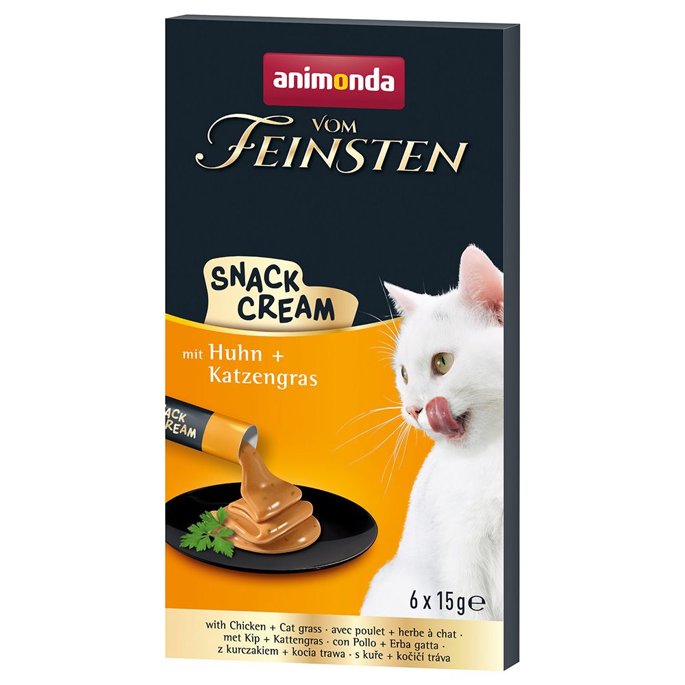 animonda Vom Feinsten Adult Snack Cream Chicken & Cat Grass (6 x 15g)