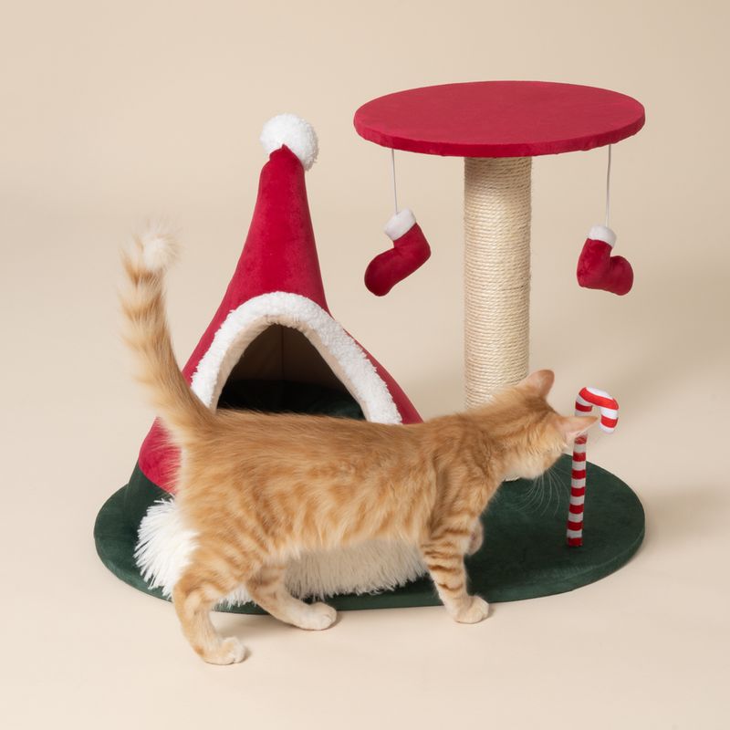 TIAKI Scratching Post with Christmas Teepee Red
