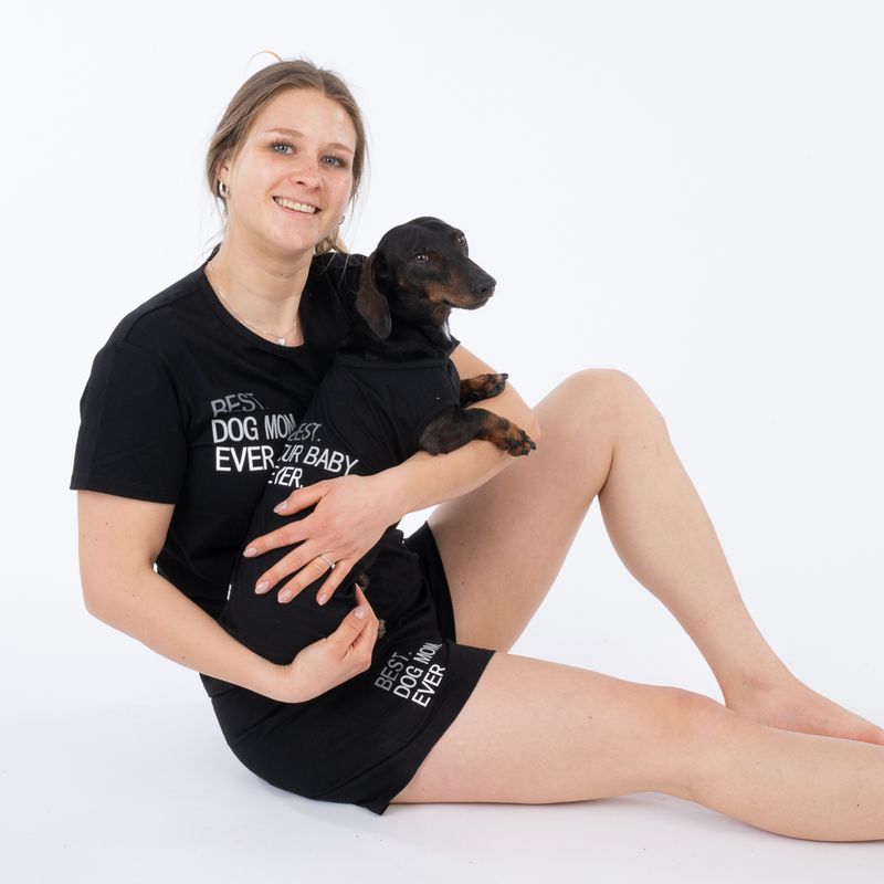 TIAKI Pet & Parent Pyjamas - Black Dog Shirt: Small (30cm back length)