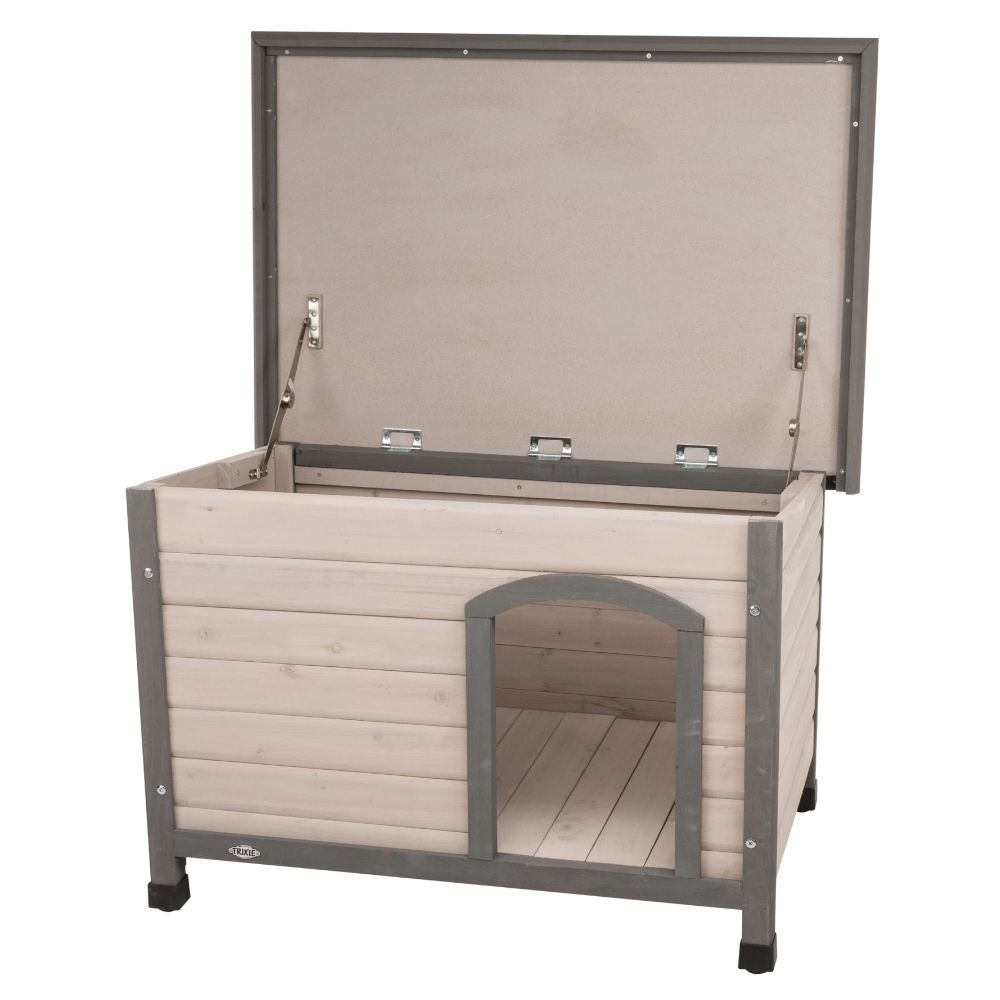 Trixie Classic dog kennel: Natura flat roof kennel Size S-M: W 85 x D 60 x H 58 cm, grey