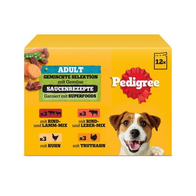 Pedigree Pouch in Gravy Multipack Mixed Selection (4 Varieties): 12 x 100g