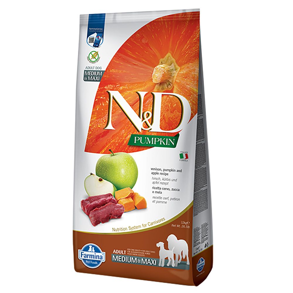 Farmina N&D Medium/Maxi Pumpkin, Venison & Apple Economy Pack: 2 x 12kg