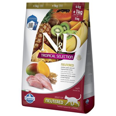 N&D Cat Tropical Selection Neutered with Chicken 5kg (4kg + 1kg)
