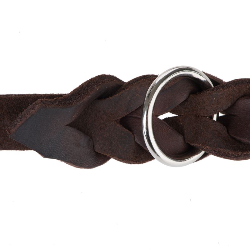 Heim Plaited Leather Double Dog Lead - Brown 220cm