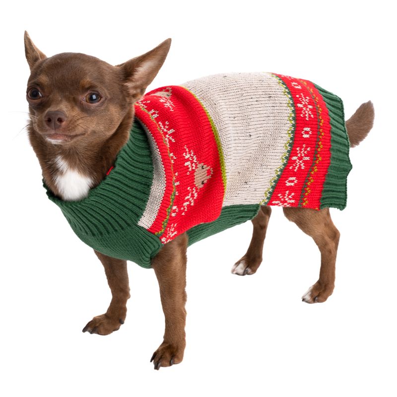 TIAKI Tri-Colour Reindeer Dog Jumper Size M: approx. 30cm Back Length