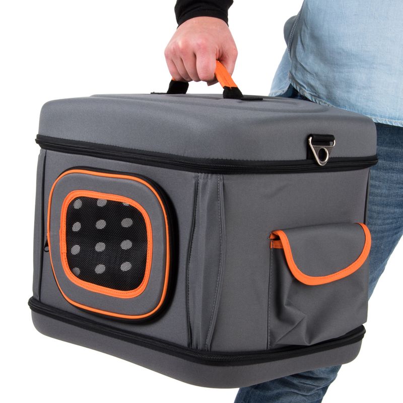 Collapsible Transport Case Grey & Orange: 42 x 32 x 30cm (L x W x H)