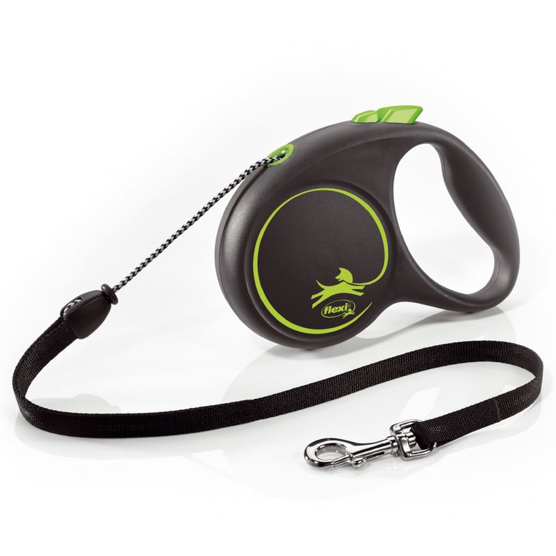 flexi Black Design Harness Leash - Green - 5m Size S: up to 15 kg