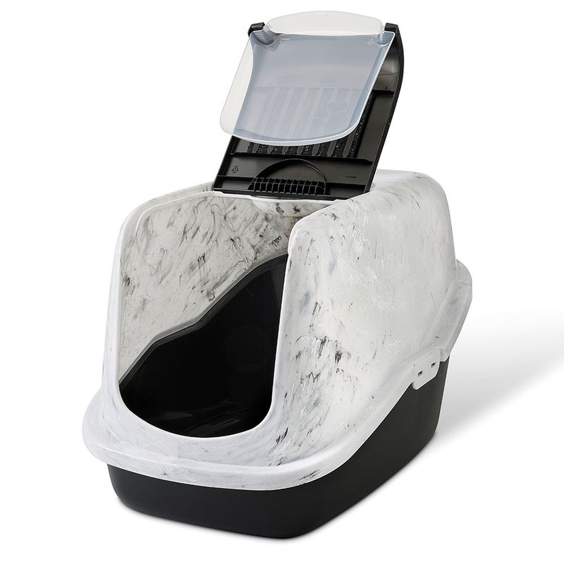 Savic Nestor Marble Cat Litter Box marble white-grey / black