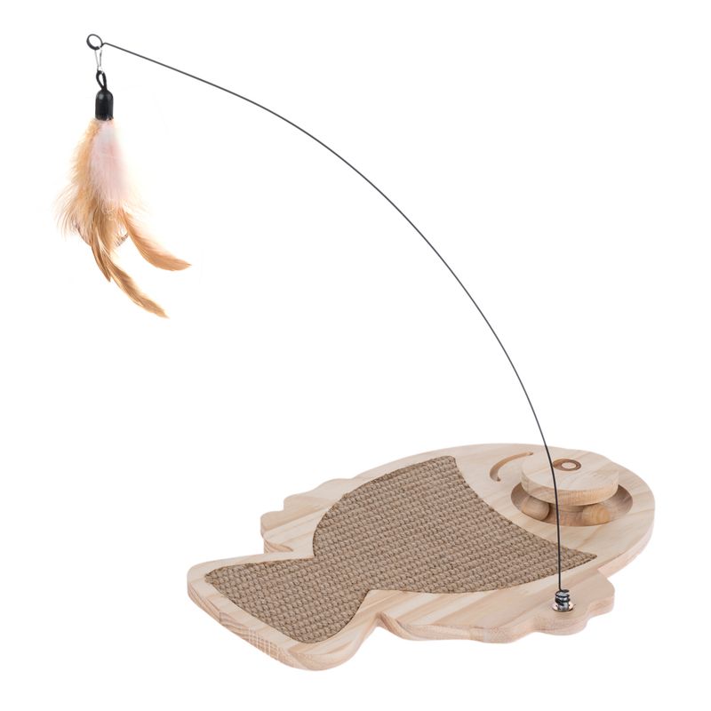 TIAKI Wooden Fish Scratch & Play Cat Toy 36 x 26 x 4 cm (L x W x H)
