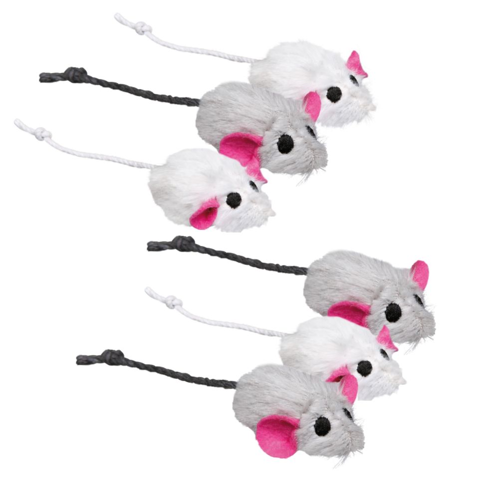 Trixie Toy Plush Mice, 6-pack 6 Mice, approx. 5 cm