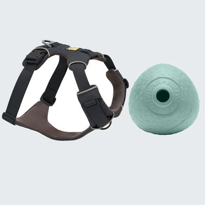 Ruffwear Dog Harness + 8.9cm Ruffwear Dog Toy Free! * Twilight Grey (Size XS: 43 - 56cm Chest Circumference) + Huckama (8.9cm)