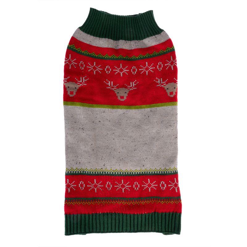 TIAKI Tri-Colour Reindeer Dog Jumper Size M: approx. 30cm Back Length
