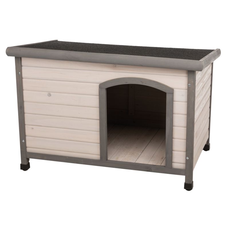 Trixie Classic dog kennel: Natura flat roof kennel Size S-M: W 85 x D 60 x H 58 cm, grey