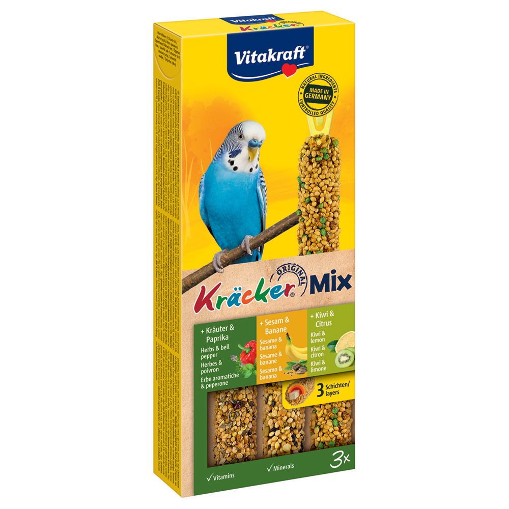 Vitakraft Budgies Crackers Trio-Mix 3 Sticks: Sesame Seeds/Herbs/Kiwi